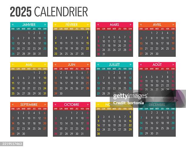 2025 french calendar - french language stock illustrations