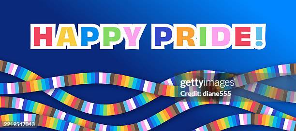 pride month banner with colorful ribbons - pride stock illustrations
