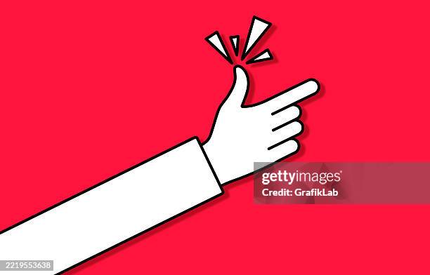 hand gesture illustration with vibrant red background - flat lay stock illustrations