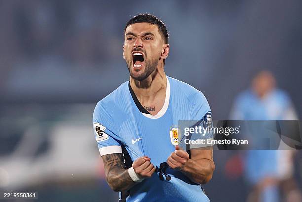 Giorgian De Arrascaeta of Uruguay celebrates after scoring the team's second goal during the FIFA World Cup 2026 South American Qualifier match...
