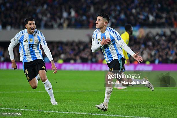 Thiago Almada of Argentina celebrates after scoring the team's first goal during the FIFA World Cup 2026 South American Qualifier match between...