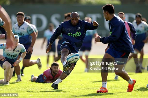 Mark Telea of the Blues during a Blues Super Rugby training session at Blues HQ on June 11, 2025 in Auckland, New Zealand.