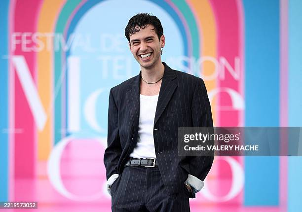 Italian actor Francesco Del Gaudio poses during a photocall for the TV series "Peppino di Capri" as part of the 64th Monte-Carlo Television Festival...
