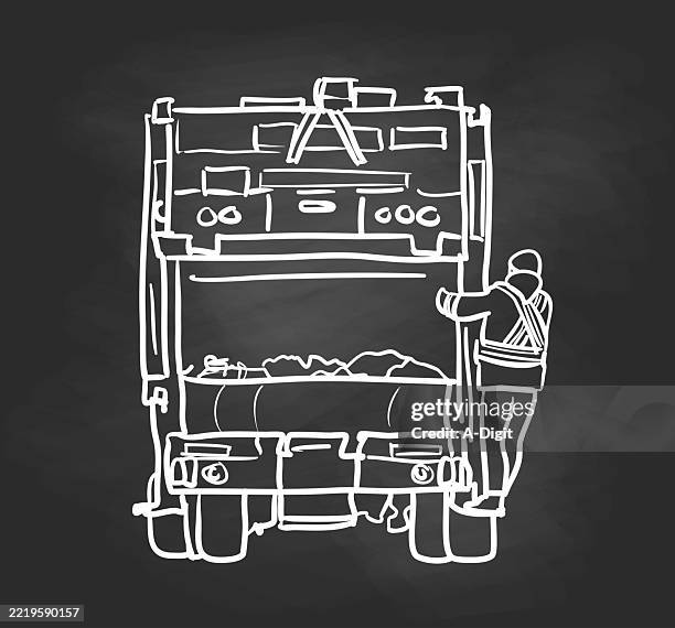 waistemanagementworkerblackboard - public service stock illustrations