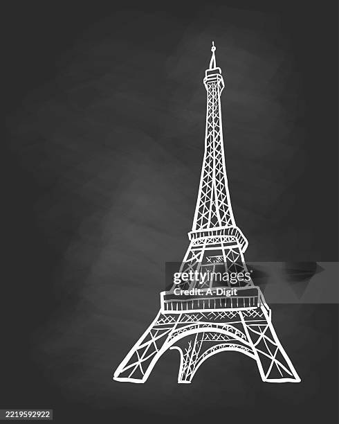 eiffeltowerminimalisticblackboard - eiffel tower illustration stock illustrations