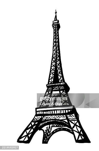 eiffeltowerminimalisticink - eiffel tower perspective stock illustrations