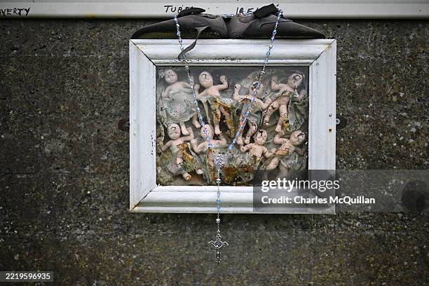 General view of the remembrance garden on the former site of the Bon Secours Mother and Baby home can be seen on June 15, 2025 in Tuam, Ireland. From...
