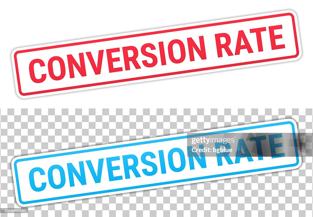 Conversion Label Conversion Rate Red And Blue Labels On Blank Background High-Res Vector ...