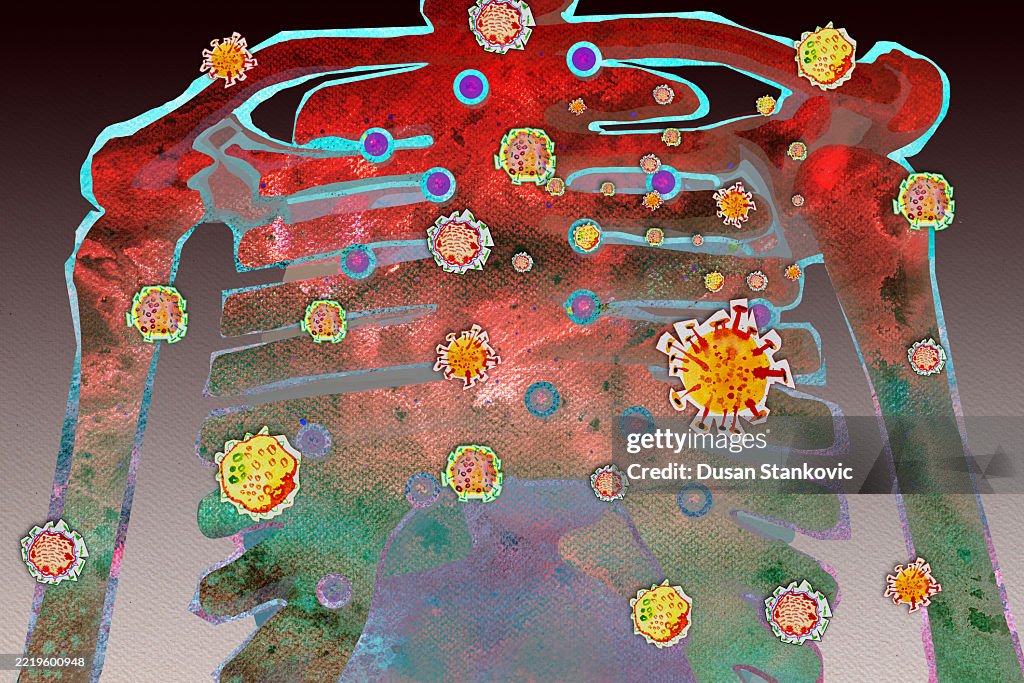 Artistic Skeleton and Microbes
