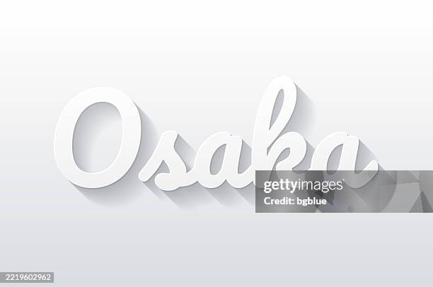 osaka - flat design with paper cut effect on blank background - osaka stock illustrations
