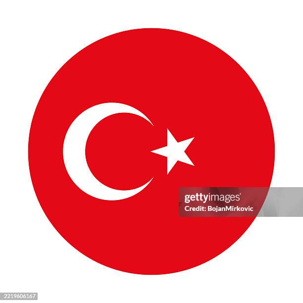 turkey circle flag. vector - turkey flag stock illustrations