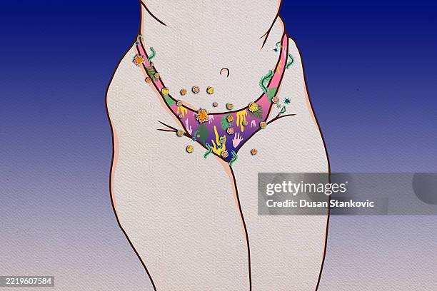 ilustrações de stock, clip art, desenhos animados e ícones de female body and microbial imbalance - organismo acidófilo