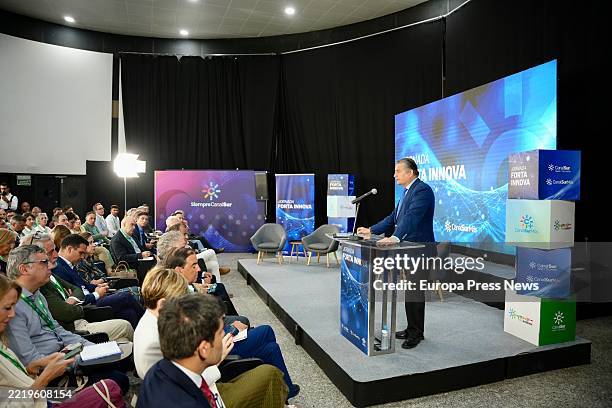 The Minister of the Presidency, Interior, Social Dialogue and Administrative Simplification, Antonio Sanz, during his speech at the conference. On...