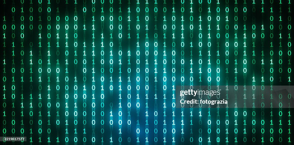 Green Matrix-Style Binary Code Background