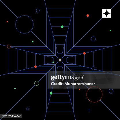 Futuristic Abstract Perspective Grid with Plus Shape - Vector Illustration Futuristic Abstract Perspective Grid with Plus Shape - Vector Illustration