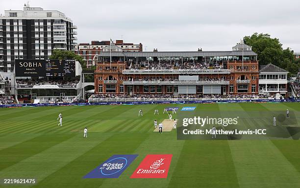 General view as Wiaan Mulder of South Africa bowls to Marnus Labuschagne of Australia during Day One of the ICC World Test Championship Final 2025...