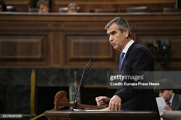 The PP deputy Antonio Roman speaks during a plenary session in the Congress of Deputies, on 11 June, 2025 in Madrid, Spain. The President of the...