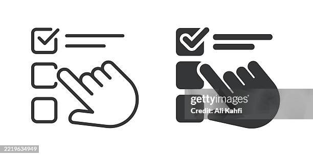 survey thin line and glyph solid icon. editable stroke and perfect pixel isolated on transparent background - checking email stock illustrations