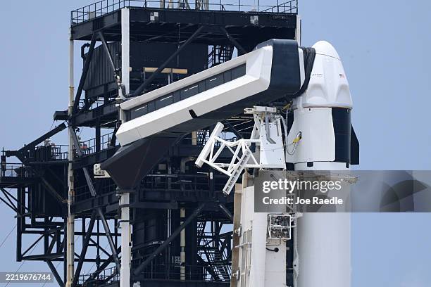 SpaceX Falcon 9 rocket and Dragon spacecraft sit on the pad at Launch Complex 39A at NASA’s Kennedy Space Center before the launch of Axiom Space’s...