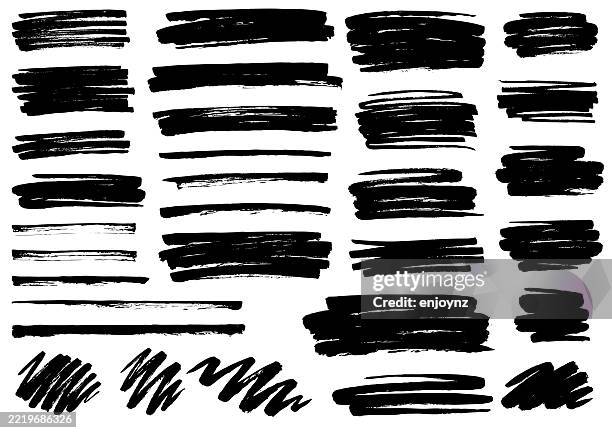 black paint brush textures and patterns vector illustrations - crayon-scribble stock illustrations