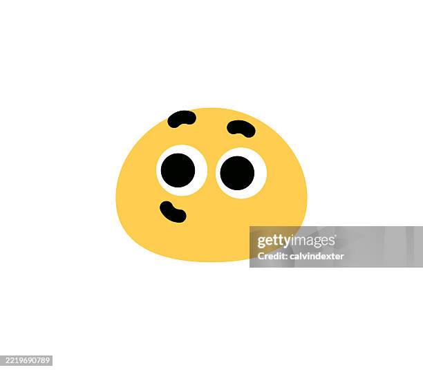 cute chubby emoji icon design - curious expression stock illustrations