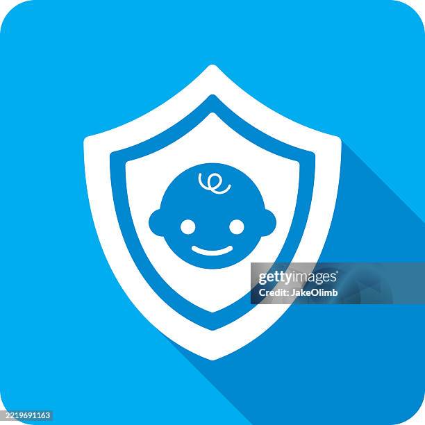 shield baby boy icon silhouette - shielding face stock illustrations