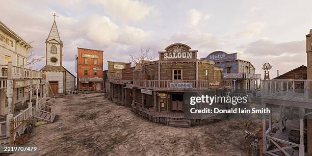 wild west town with nobody - western saloon photos et images de collection