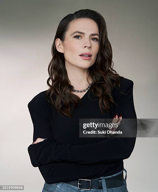 Actor Hayley Atwell is photographed for the Guardian on January 13, 2025 in London, England.