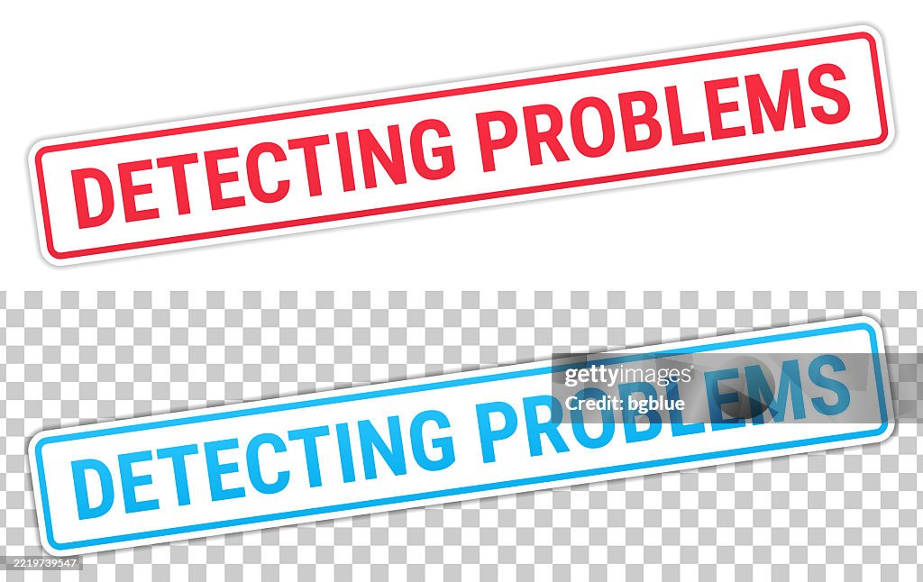Detecting Problems Red And Blue Labels On Blank Background High-Res ...