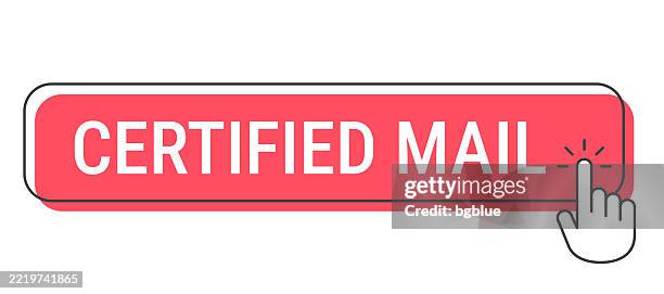 certified mail - click button with hand cursor on white background - special delivery package stock illustrations