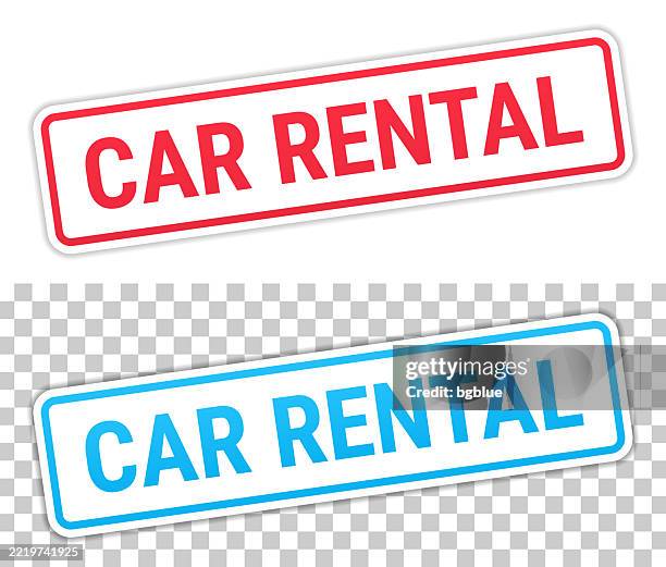 Car For Rent Label Car Rental Red And Blue Labels On Blank Background High-Res Vector ...