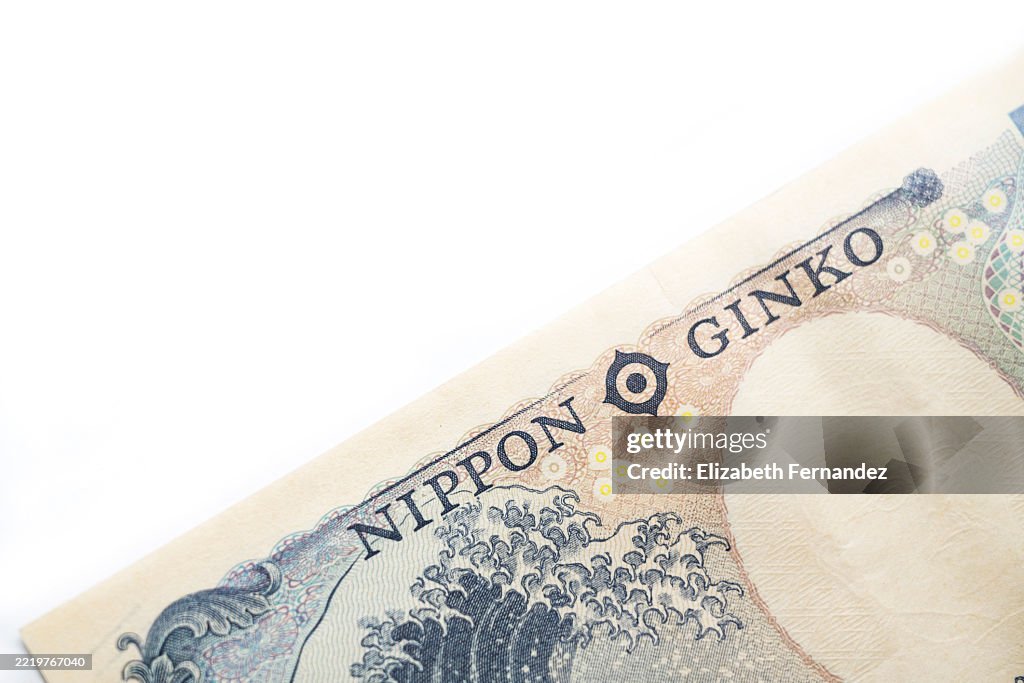 Banknote Lettering Japanese 1000 Yen Banknote Reverse With Nippon Ginko Lettering And ...