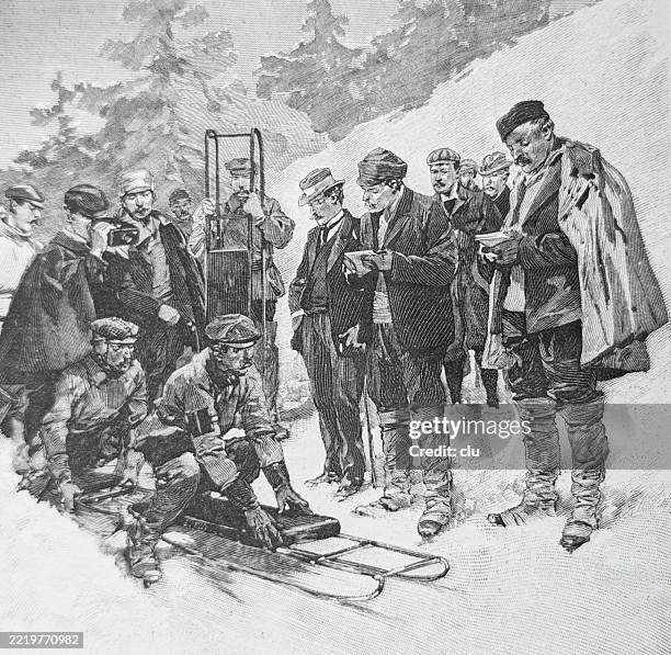tobogganing adventure in davos - toboggan stock illustrations