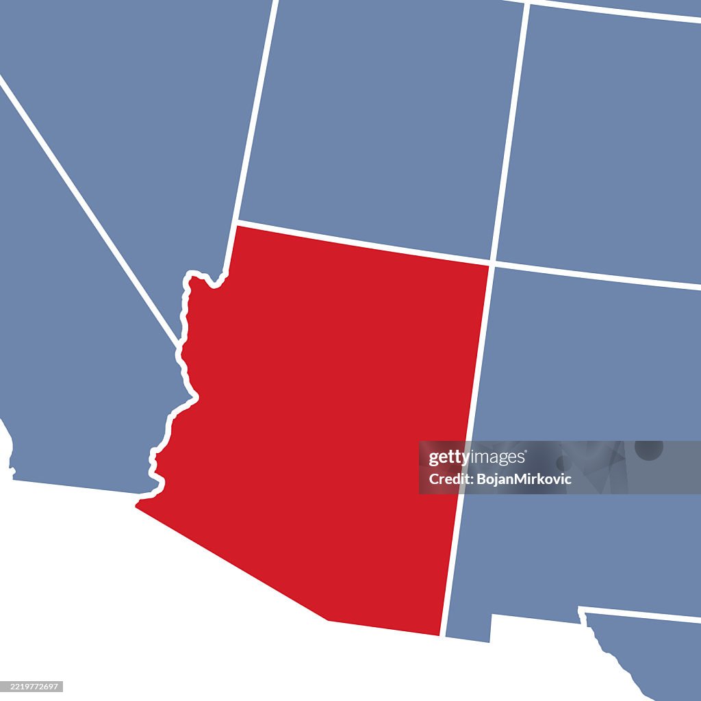 Arizona State View Arizona Map Close Up View Red Marked On Usa Map Vector High-Res Vector ...