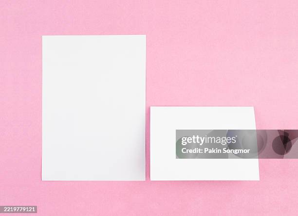 Blank White Paper A4 Size And Folded Blank Paper Outside On Pink Color ...