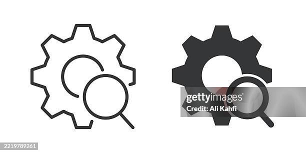 troubleshooting thin line and glyph solid icon. editable stroke and perfect pixel isolated on transparent background - shift knob stock illustrations