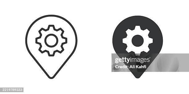 location setup thin line and glyph solid icon. editable stroke and perfect pixel isolated on transparent background - switch button stock illustrations