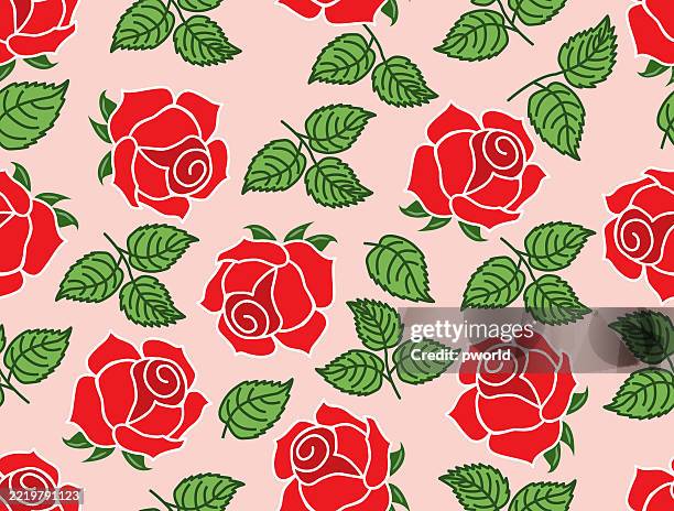 rose seamless pattern . - rose background stock illustrations