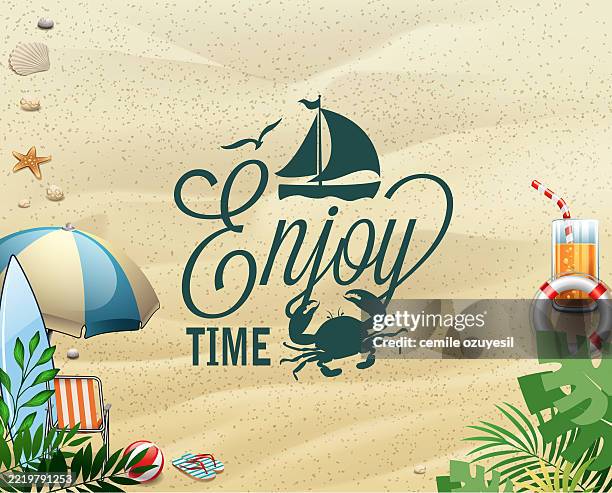 strand sand genießen - windsurfbrett stock-grafiken, -clipart, -cartoons und -symbole