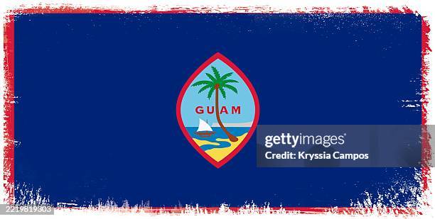 flag of guam with distressed white border - agana heights stock pictures, royalty-free photos & images