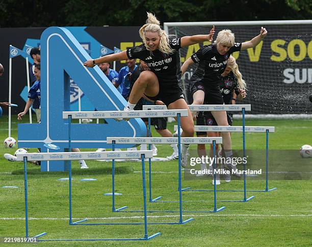 Livi Sheld during a training session ahead of Soccer Aid 2025 at Champneys Tring on June 12, 2025 in Tring, England.