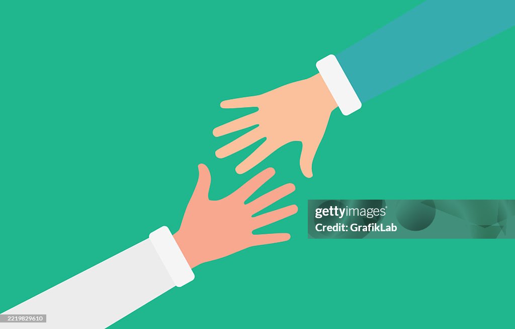 Encourage Connection Illustration Of Two Hands Reaching Out For Connection And Assistance ...