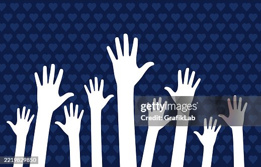 Raised hands heart pattern representing love, community Raised hands heart pattern representing love, community