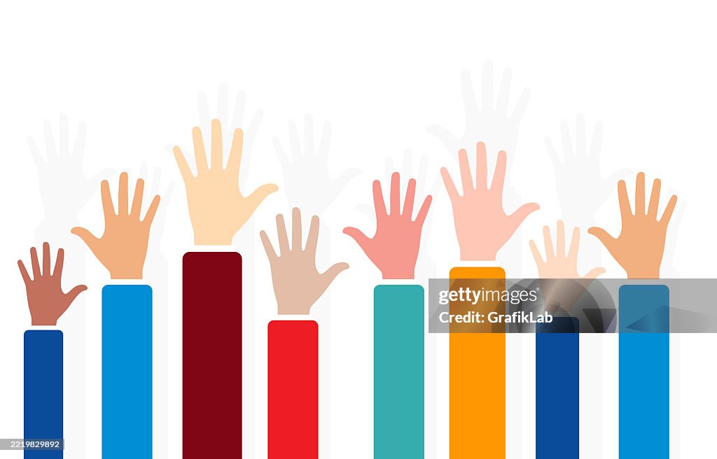 Hands Raised In Unity Raised Hands Of Diverse People Showing Unity And Participation High-Res ...