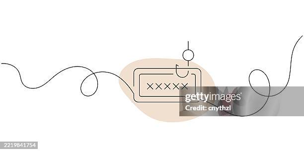 continuous line drawing of phishing icon. hand drawn symbol vector illustration. - password stock illustrations