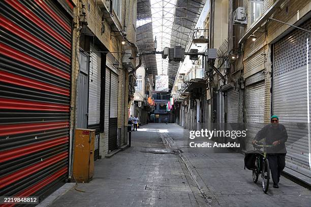 Shops at the Grand Bazaar, is seen closed following the statement of U.S. President Donald Trump calling immediate evacuation of the city amid...
