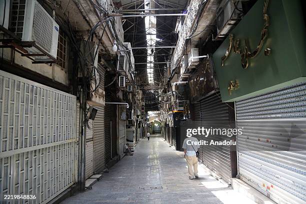 Shops at the Grand Bazaar, is seen closed following the statement of U.S. President Donald Trump calling immediate evacuation of the city amid...