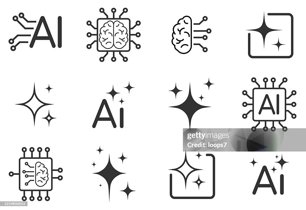 AI Vector Icon Set – Minimal Black on White