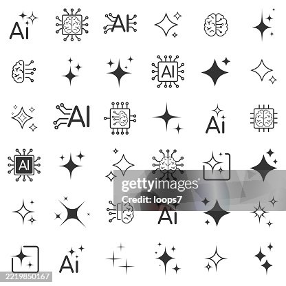 Artificial Intelligence and Sparkle Icon Collection Artificial Intelligence and Sparkle Icon Collection