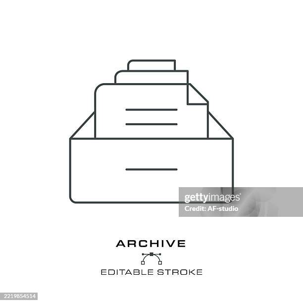 archive - legal line icon - editable stroke - archives stock illustrations